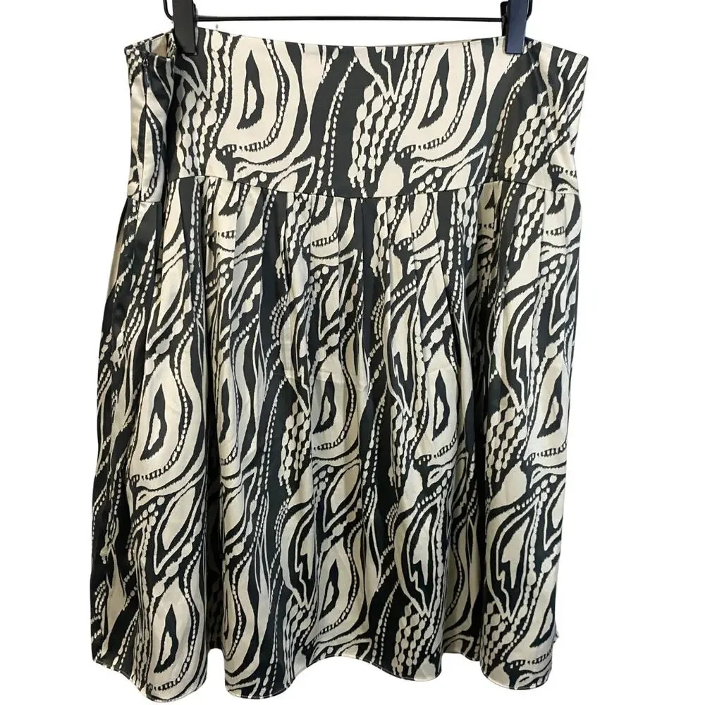 Mackie & Co by Bob Mackie Art To Wear Lined Cream Satin A-Line Skirt Abstract 12